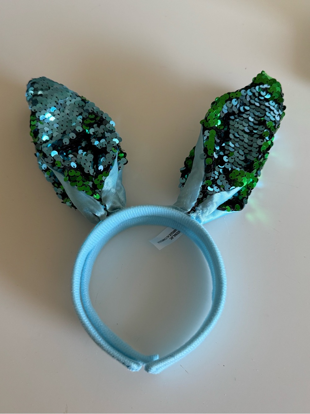 Kids Sequin Bunny Ear Headband - Light Blue and Green Set (2)